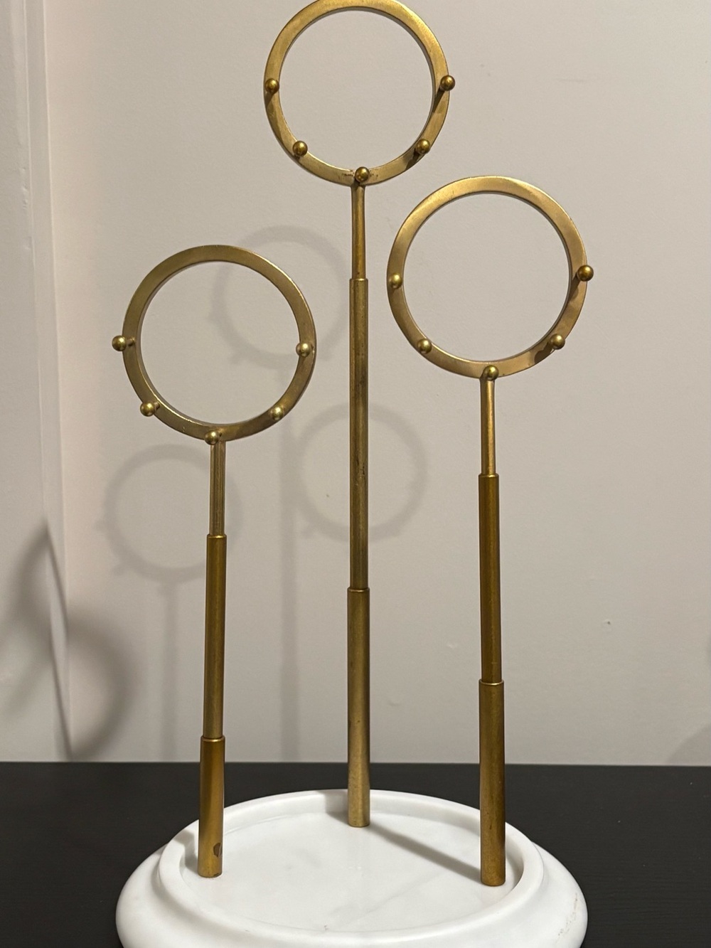 Warner Bros. Gold Ring Trio Table Sculpture with White Base